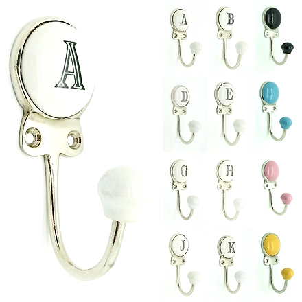 CERAMIC MONOGRAM WALL COAT RACK HOOK-B-3