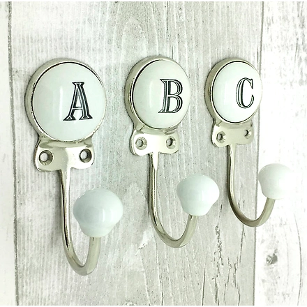 CERAMIC MONOGRAM WALL COAT RACK HOOK-B-4