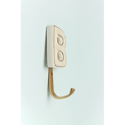 ALPHABET GREEN CRACKLE GLAZED HOOKS IN ANTIQUE BRASS-Blue-A-5