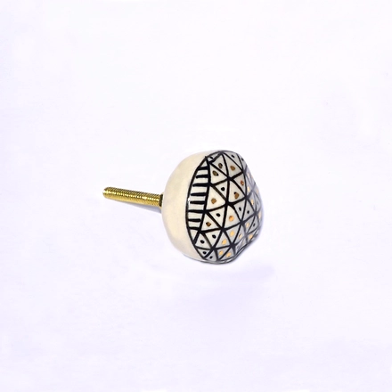 SHILPWARE Black Gold Hand Painted Handmade Ceramic Cabinet Designer and Traditional Drawer Cabinet Knob-130038DN1