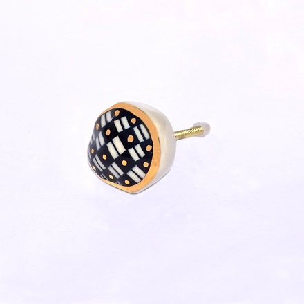 SHILPWARE Black Gold Hand Painted Handmade Ceramic Cabinet Designer and Traditional Drawer Cabinet Knob-130038DN3