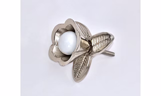 SHILPWARE Nena Flower Metal Ceramic Cabinet Knobs Handmade/Designer and Traditional Drawer Knob