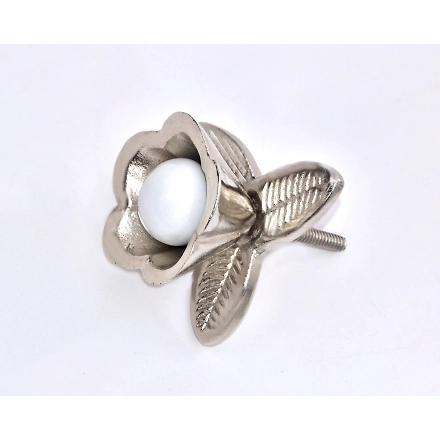 SHILPWARE Nena Flower Metal Ceramic Cabinet Knobs Handmade/Designer and Traditional Drawer Knob-130019SL