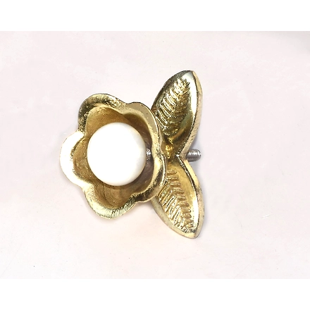 SHILPWARE Nena Flower Metal Ceramic Cabinet Knobs Handmade/Designer and Traditional Drawer Knob-130019GD