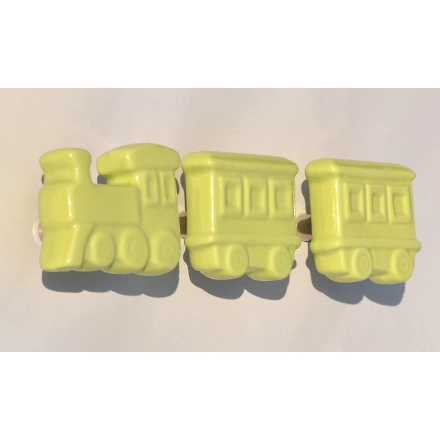 Shilpware Ceramic Train Hooks, Wall Cabinet Door Towel Robe Clothes Hooks for Hanging Kitchen Bathroom Home Hooks, Unique Design Hooks, Decorative Wall Hook-110012LGN