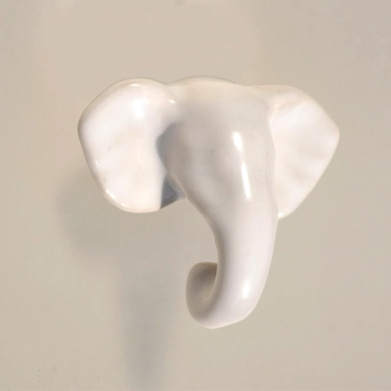 Shilpware Ceramic Elephant Hooks, Wall Cabinet Door Towel Robe Clothes Hooks for Hanging Kitchen Bathroom Home Hooks, Unique Design Hooks, Decorative Wall Hook-110010WE
