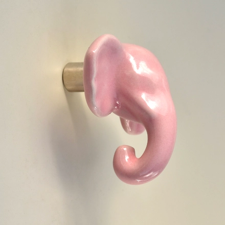 Shilpware Ceramic Elephant Hooks, Wall Cabinet Door Towel Robe Clothes Hooks for Hanging Kitchen Bathroom Home Hooks, Unique Design Hooks, Decorative Wall Hook-110010LPK
