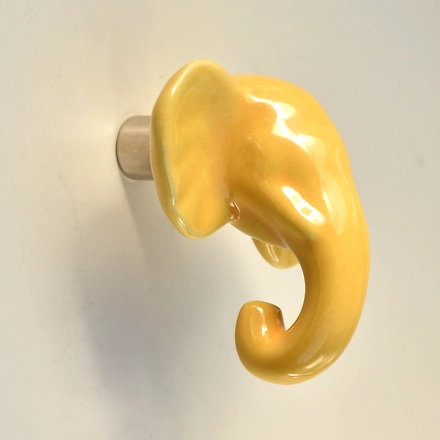Shilpware Ceramic Elephant Hooks, Wall Cabinet Door Towel Robe Clothes Hooks for Hanging Kitchen Bathroom Home Hooks, Unique Design Hooks, Decorative Wall Hook-110010YW