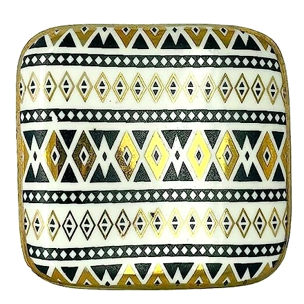 Shilpware Ceramic Square Knobs Drawer Pulls for Cabinets and Home Kitchen (42mm, Gold Multicolour ) Ceramic Square Knob-130048DN1