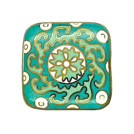 Shilpware Ceramic Square Knobs Drawer Pulls for Cabinets and Home Kitchen (42mm, Gold Multicolour ) Ceramic Square Knob-130048DN4