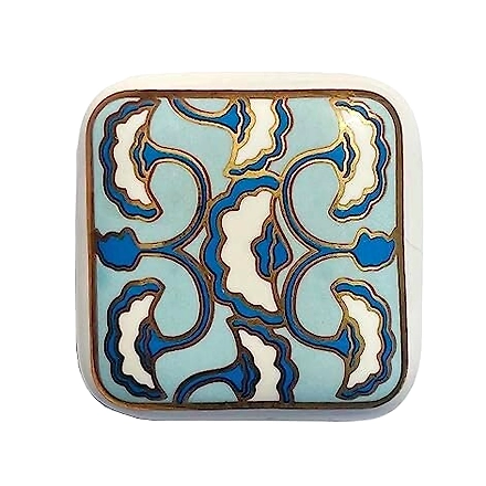 Shilpware Ceramic Square Knobs Drawer Pulls for Cabinets and Home Kitchen (42mm, Gold Multicolour ) Ceramic Square Knob-130048DN6