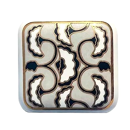 Shilpware Ceramic Square Knobs Drawer Pulls for Cabinets and Home Kitchen (42mm, Gold Multicolour ) Ceramic Square Knob-130048DN7