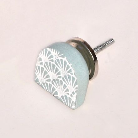 SHILPWARE Half Moon Shape Matte Terracotta Ceramic Cabinet Handmade/Designer and traditional Drawer Knob-130025TQ