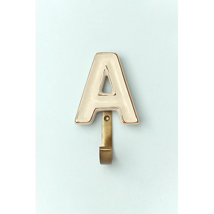 ALPHABET GREEN CRACKLE GLAZED HOOKS IN ANTIQUE BRASS-110031A-2