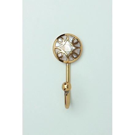 Shilpware MOTHER OF PEARL PATTERNED GOLD BRASS COAT HOOK-110038-DN1
