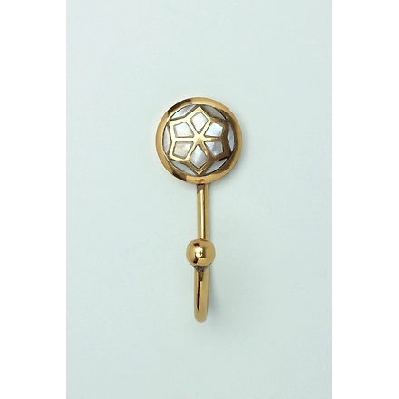 Shilpware MOTHER OF PEARL PATTERNED GOLD BRASS COAT HOOK-DN1-4