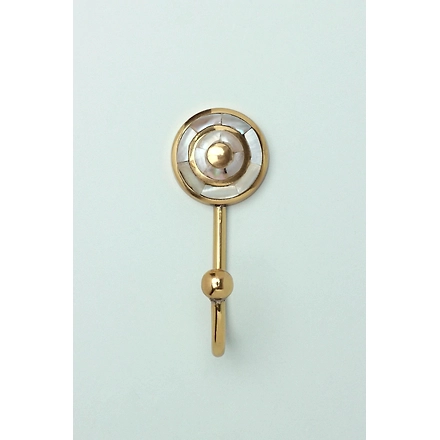 Shilpware MOTHER OF PEARL PATTERNED GOLD BRASS COAT HOOK-DN1-3