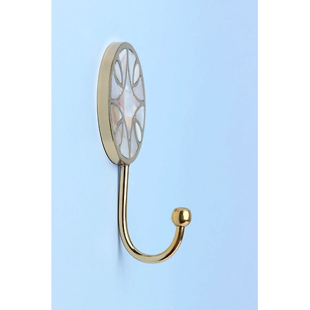 Shilpware MOTHER OF PEARL GOLD BRASS CIRCLE Single/DOUBLE END TowelHOOK-110042-DN1