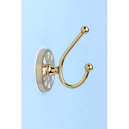 Shilpware MOTHER OF PEARL GOLD BRASS CIRCLE Single/DOUBLE END TowelHOOK-DN1-2