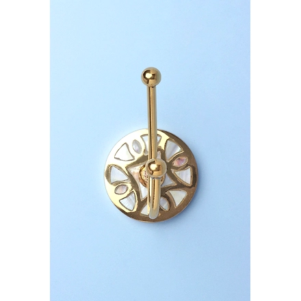 Shilpware MOTHER OF PEARL GOLD BRASS CIRCLE Single/DOUBLE END TowelHOOK-DN1-4