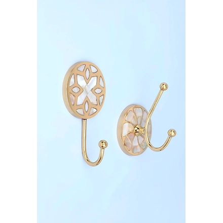 SHILPWARE MOTHER OF PEARL GOLD BRASS CIRCLE Single/DOUBLE END Towel  HOOK-DN1-1