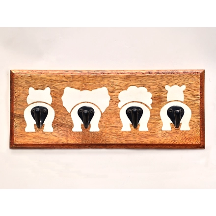 SHILPWARE Animal Printed Wooden Handmade/Designer and Traditional Hook Set-DN1-3