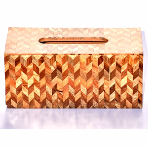 SHILPWARE Handcrafted Abstract Design Resin Wooden Tissue Box Holder for Home and Car