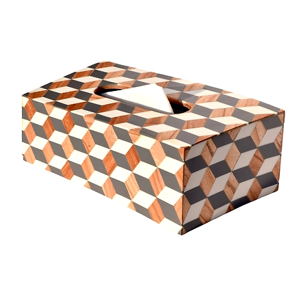 SHILPWARE Handcrafted Abstract Design Resin Wooden Tissue Box Holder for Home and Car-DN1-3