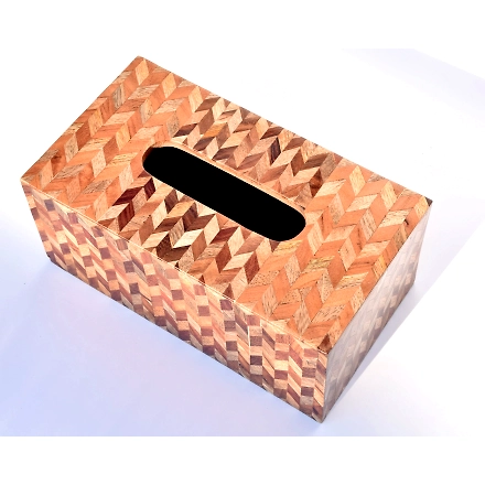 SHILPWARE Handcrafted Abstract Design Resin Wooden Tissue Box Holder for Home and Car-DN1-4