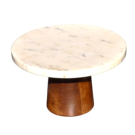 SHILPWARE Cake stand White Marble With Wood-150007WE