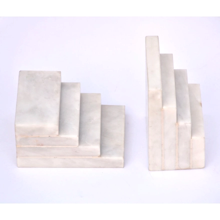 SHILPWARE Marble Bookends (Set of 2) MARBLE-White-2