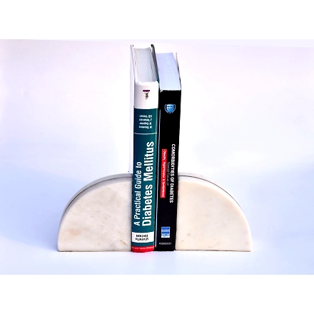 SHILPWARE Marble Bookends (Set of 2) Marble With Brass Strip-150011