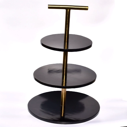 SHILPWARE Cupcake Stand/3 TIER Dessert Stand Marble with gold Fitting-White-2