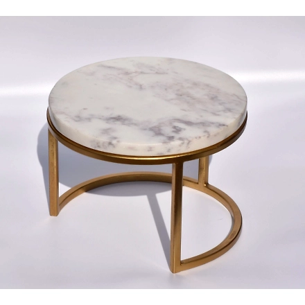 SHILPWARE PIZZA Cake stand Marble Round with golden fitting-150008SL