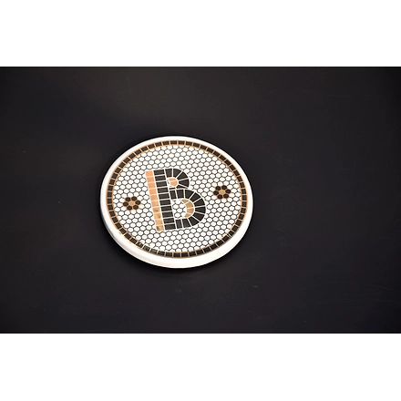 SHILPWARE PUB BLACK AND GOLD TILE MONOGRAM ALPHABET INITIAL COASTERS-140012B