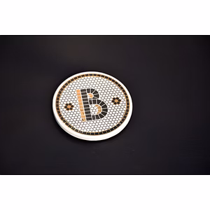 SHILPWARE PUB BLACK AND GOLD TILE MONOGRAM ALPHABET INITIAL COASTERS