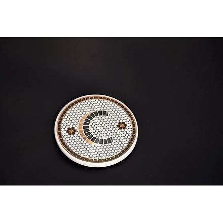 SHILPWARE PUB BLACK AND GOLD TILE MONOGRAM ALPHABET INITIAL COASTERS-140012C