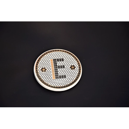 SHILPWARE PUB BLACK AND GOLD TILE MONOGRAM ALPHABET INITIAL COASTERS-140012E