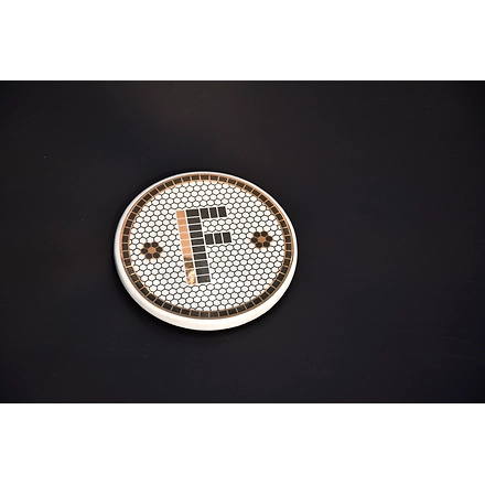 SHILPWARE PUB BLACK AND GOLD TILE MONOGRAM ALPHABET INITIAL COASTERS-140012F