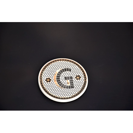 SHILPWARE PUB BLACK AND GOLD TILE MONOGRAM ALPHABET INITIAL COASTERS-140012G