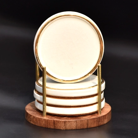 Shilpware Colourful Ceramic CRACKED GLAZE Round Coaster Handmade/Designer and Traditional Coaster-140013CM