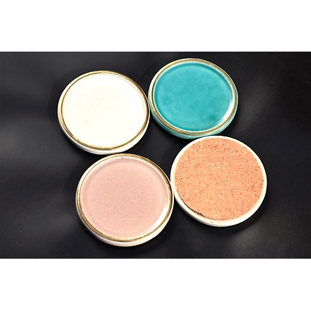 Shilpware Colourful Ceramic CRACKED GLAZE Round Coaster Handmade/Designer and Traditional Coaster-White-1