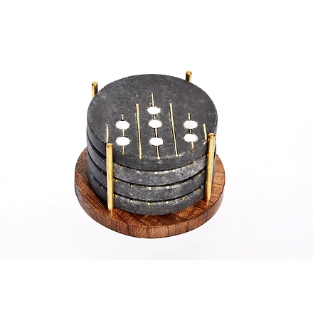 Shilpware Marble with Gold Inlay Coasters Handmade/Designer and Traditional Round Coasters-2