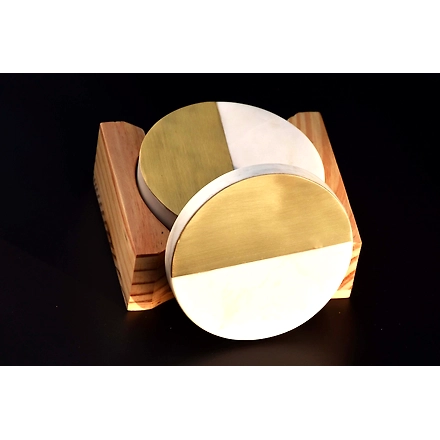 Shilpware Marble with Gold Inlay Coasters Handmade/Designer and Traditional Round Coasters-2