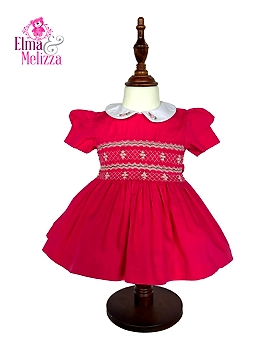 Barbie Pink Heirloom: Hand-Smocked Embroidered Baby Girl Dress for Cherished Celebrations & Graceful Moments