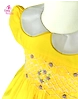 Canary Yellow Hand Smocked Embroidered Baby Girl Dress with Purple Roses – Perfect for Birthdays, Weddings & Memorable Celebrations