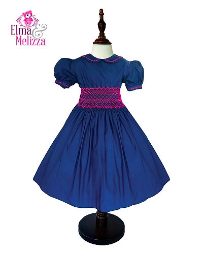 Twilight Bloom Smocked Dress: Hand-Embroidered Petal Softness for Your Little Princess's Cherished Moments-0 - 12 Months-1