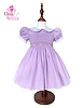 Hand-Smocked Purple Baby Girl Dress with Rose Embroidery – Elegant Handmade Outfit for Weddings, Birthdays & Cherished Family Celebrations