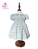 Gray Whisper Hand-Smocked Embroidered Baby Girl Dress with Stripes, Peter Pan Collar & Puffed Sleeves for Birthdays & Wedding Celebrations