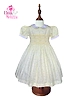 Pastel Yellow with Blue Floral Print & Embroidered Flowers Hand-Smocked Baby Girl Dress – Perfect for Weddings, Birthdays & Photoshoots